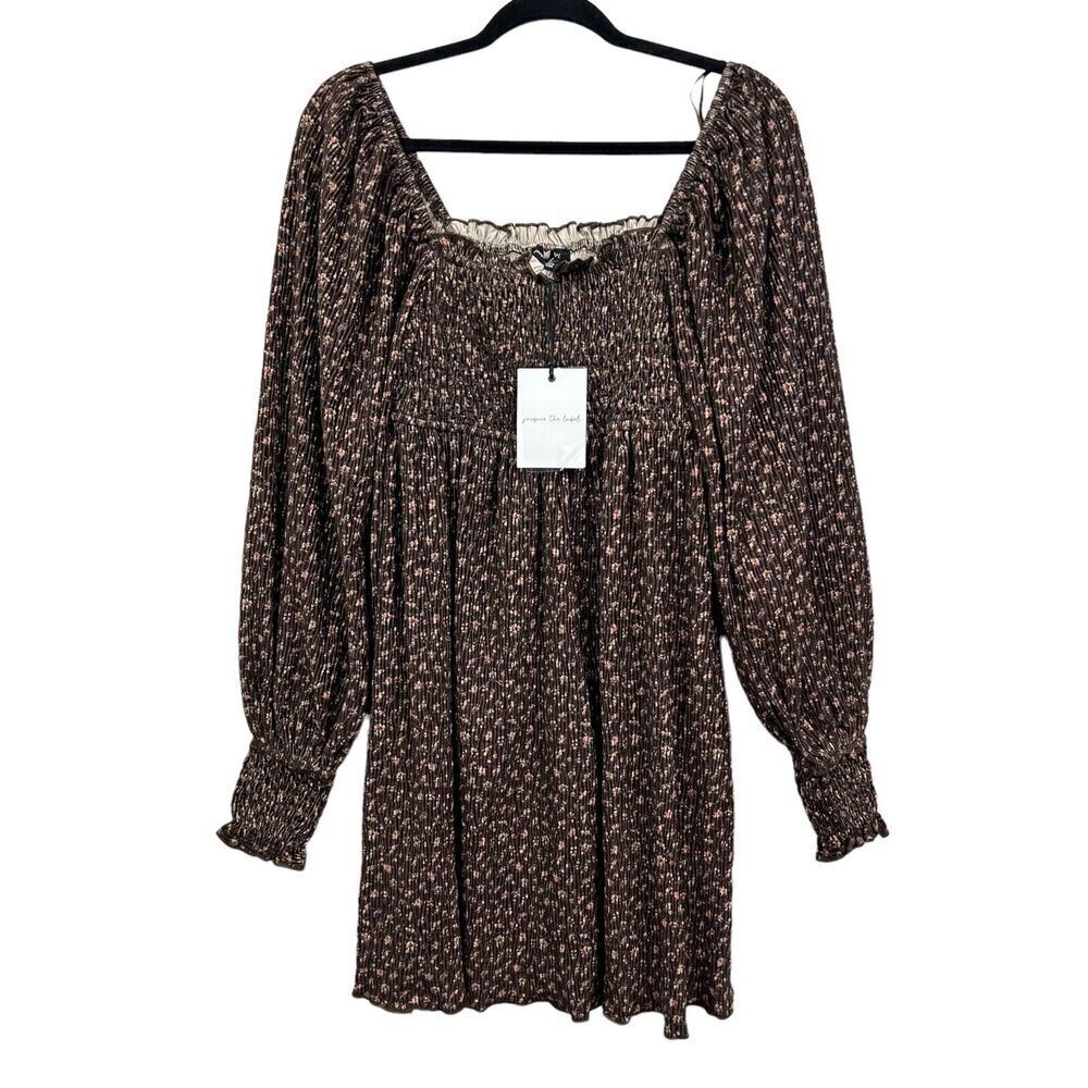 Jacquie The Label Womens Peasant Dress Floral Ruffled Smock Ballon Sleeves Sz M*